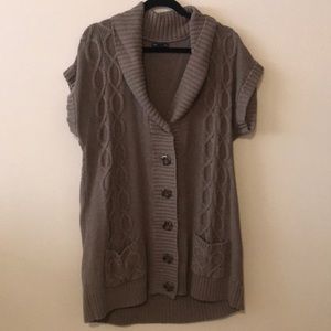 Short Sleeved Button Down V-Neck Sweater